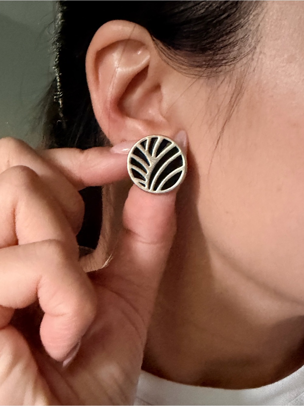 Foxy Originals Round Cutout Leaf Motif Metal Earrings